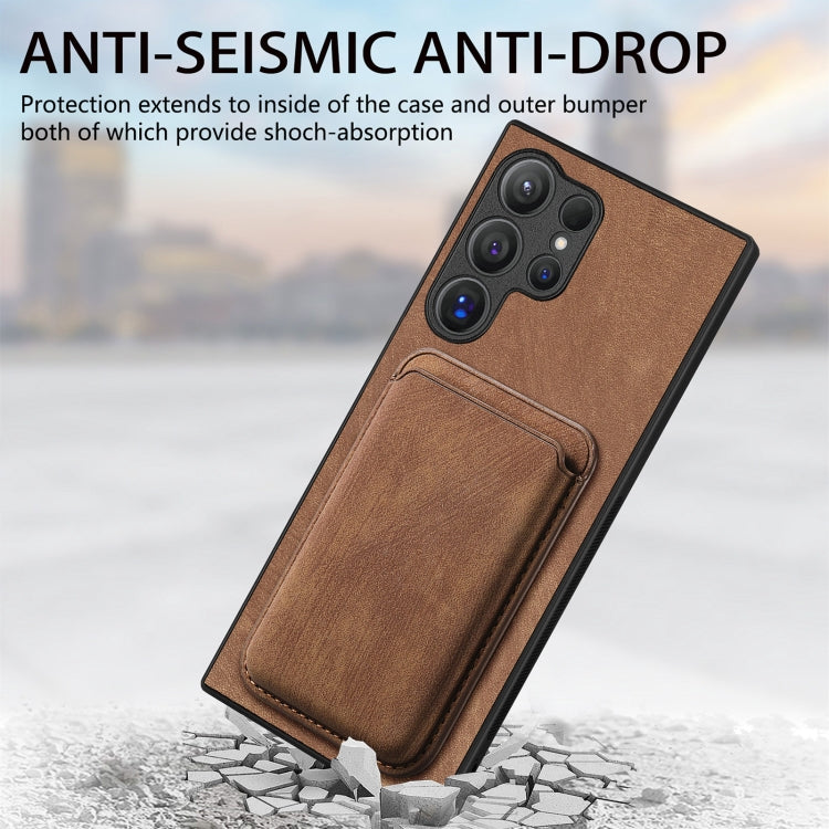 For Samsung Galaxy S25 Ultra 5G Retro Leather Card Bag Magnetic Phone Case