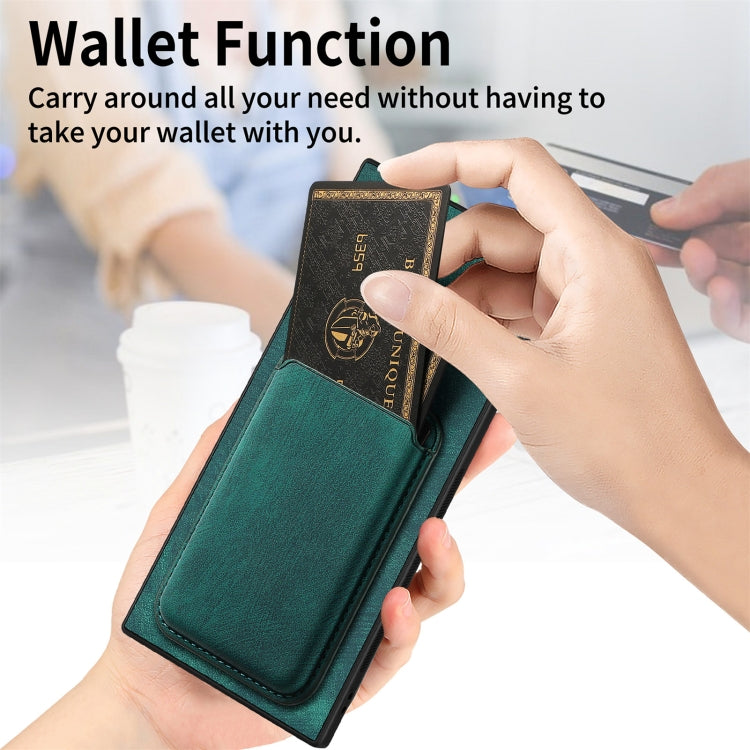 For Samsung Galaxy S25 Ultra 5G Retro Leather Card Bag Magnetic Phone Case
