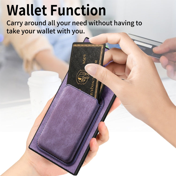 For Samsung Galaxy S25 Ultra 5G Retro Leather Card Bag Magnetic Phone Case