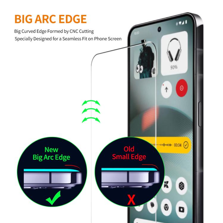 For Nothing Phone 4a / 4a Pro 2pcs ENKAY 9H Big Arc Edge High Aluminum-silicon Tempered Glass Film