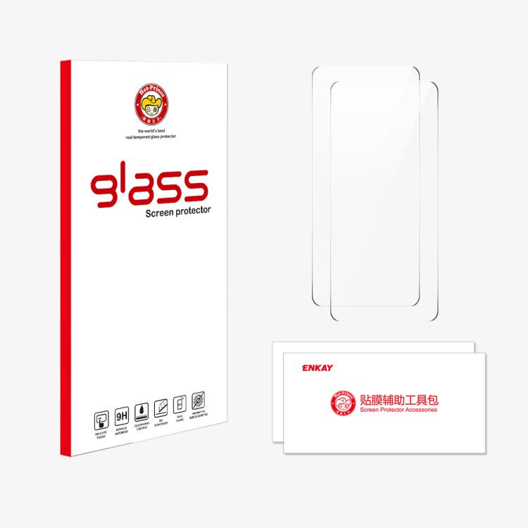 For Redmi Note 14S 4G 2pcs ENKAY 9H Big Arc Edge High Aluminum-silicon Tempered Glass Film