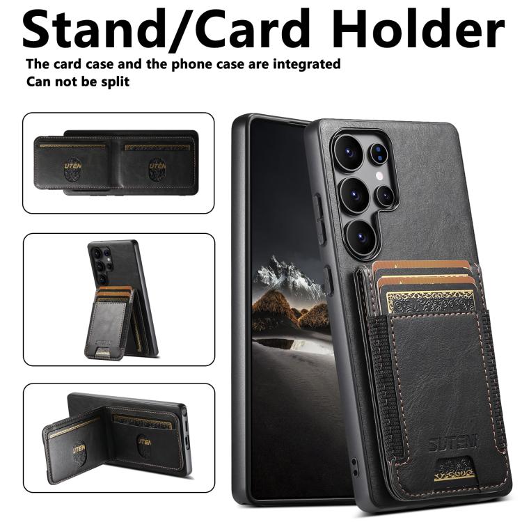 For Samsung Galaxy S25+ 5G Suteni H03 Oil Wax Leather Wallet Stand Back Phone Case