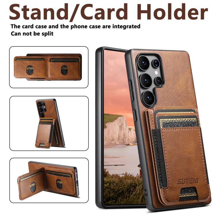 For Samsung Galaxy S25+ 5G Suteni H03 Oil Wax Leather Wallet Stand Back Phone Case