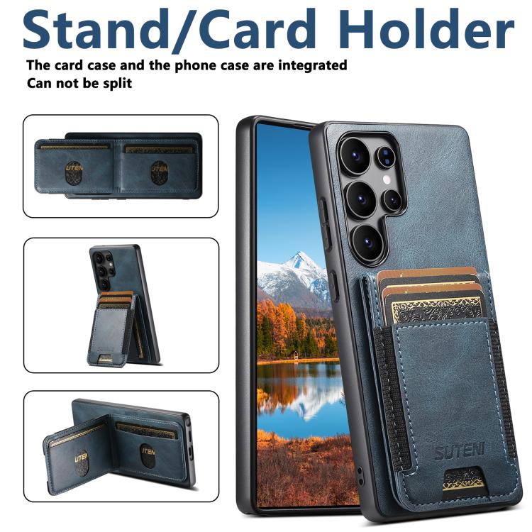 For Samsung Galaxy S25+ 5G Suteni H03 Oil Wax Leather Wallet Stand Back Phone Case