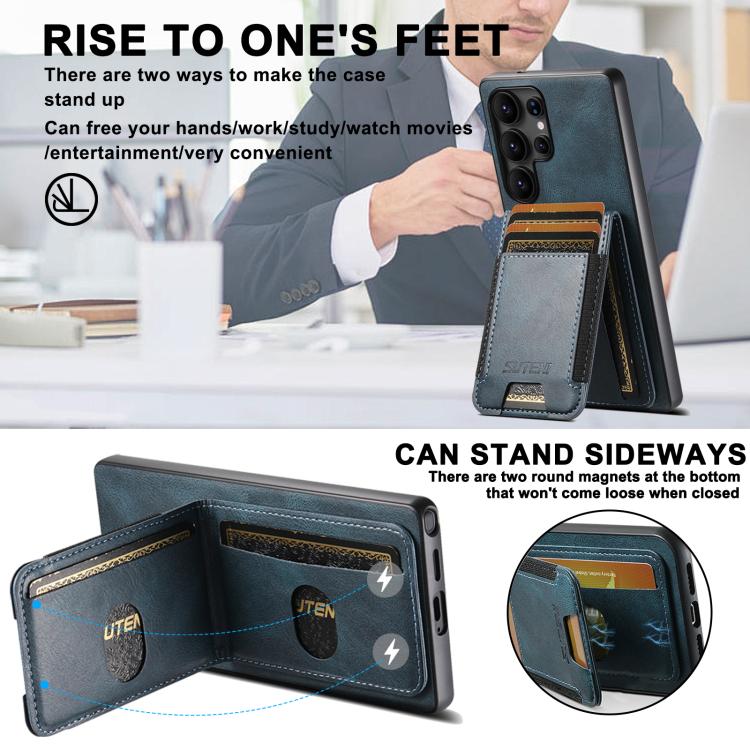 For Samsung Galaxy S25+ 5G Suteni H03 Oil Wax Leather Wallet Stand Back Phone Case