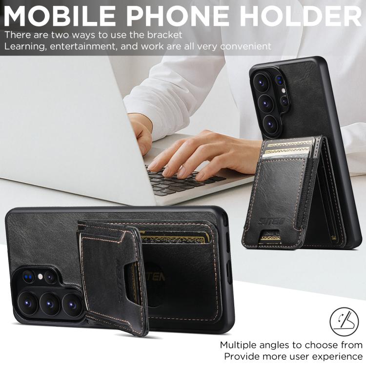For Samsung Galaxy S26+ 5G Suteni H03 Oil Wax Leather Wallet Stand Back Phone Case