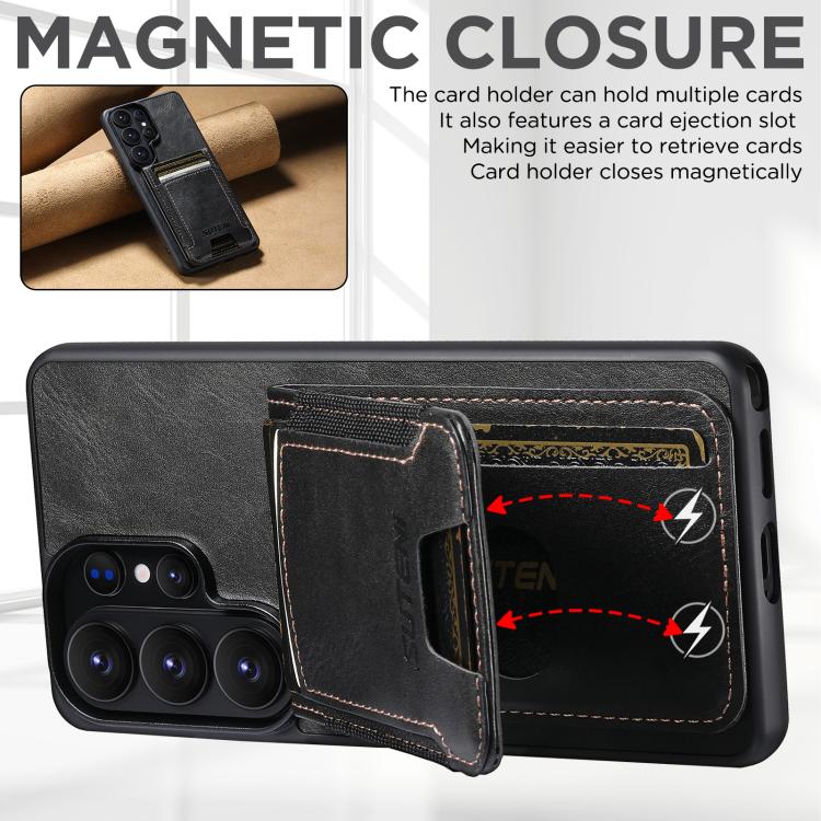 For Samsung Galaxy S26+ 5G Suteni H03 Oil Wax Leather Wallet Stand Back Phone Case