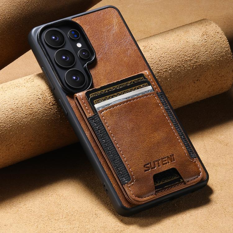 For Samsung Galaxy S26+ 5G Suteni H03 Oil Wax Leather Wallet Stand Back Phone Case