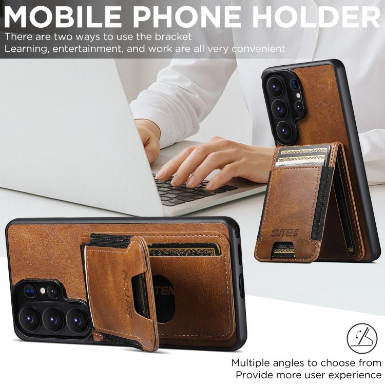 For Samsung Galaxy S26+ 5G Suteni H03 Oil Wax Leather Wallet Stand Back Phone Case