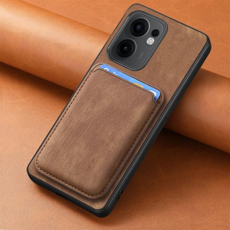 For OPPO Reno13 F Retro Leather Card Bag Magnetic Phone Case