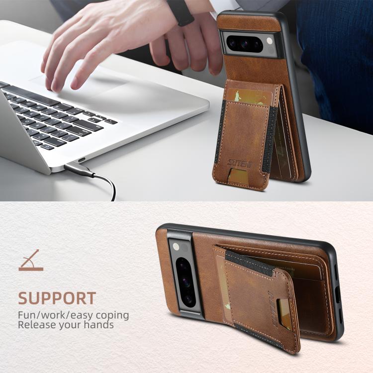 For Google Pixel 9 Pro Suteni H03 Oil Wax Leather Wallet Stand Back Phone Case