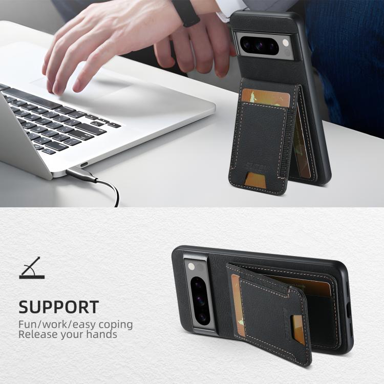 For Google Pixel 9 Pro Suteni H03 Litchi Leather Card Bag Stand Back Phone Case