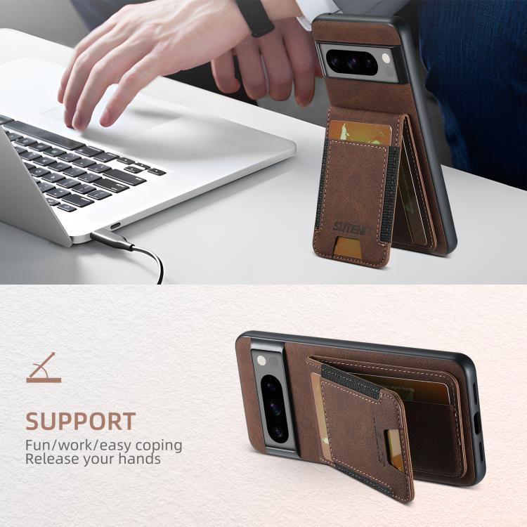 For Google Pixel 9 Suteni H03 Litchi Leather Card Bag Stand Back Phone Case