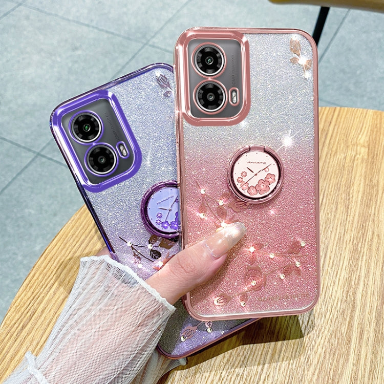 For Motorola Edge 50 Fusion Gradient Glitter Immortal Flower Ring All-inclusive Phone Case