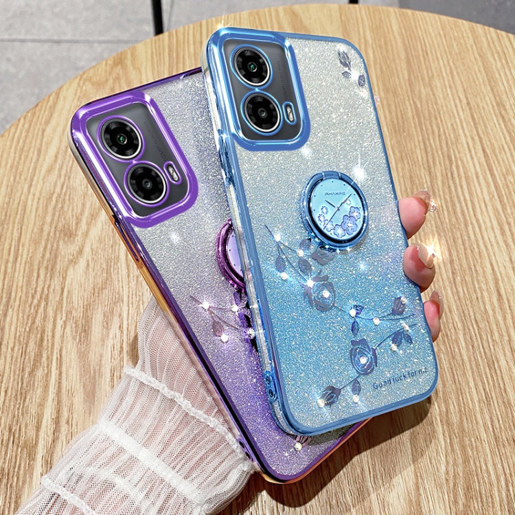 For Motorola Edge 50 Fusion Gradient Glitter Immortal Flower Ring All-inclusive Phone Case