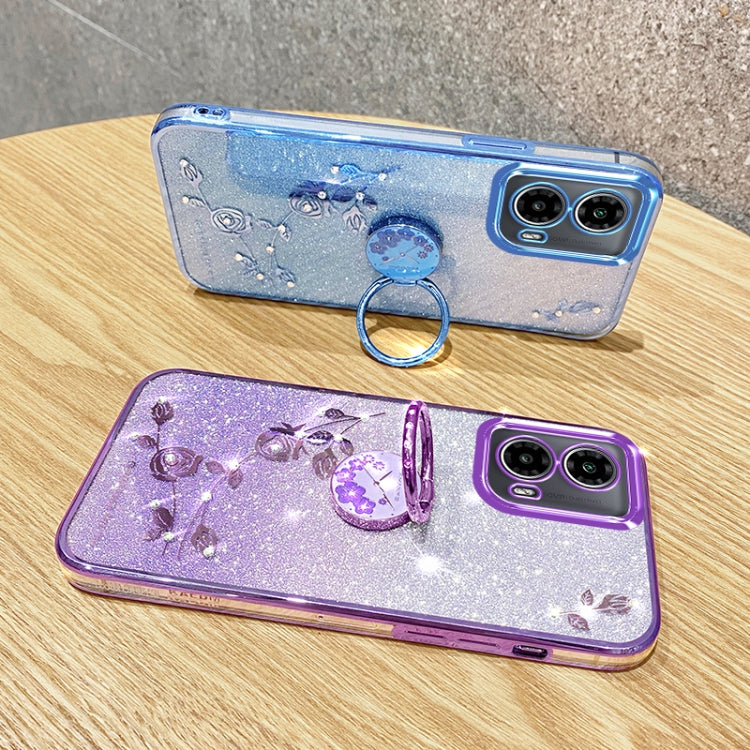 For Motorola Edge 50 Fusion Gradient Glitter Immortal Flower Ring All-inclusive Phone Case