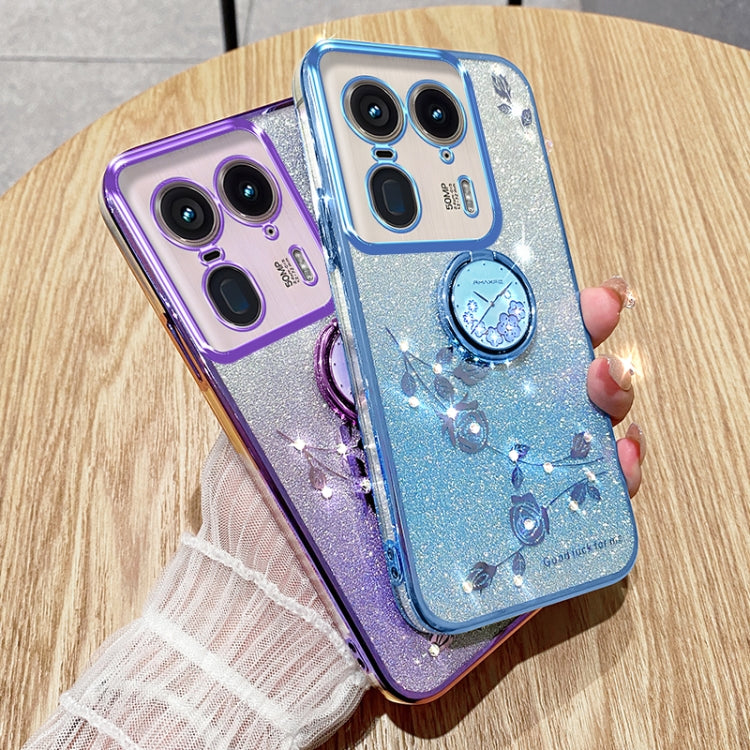 For Motorola Edge 50 Ultra Gradient Glitter Immortal Flower Ring All-inclusive Phone Case