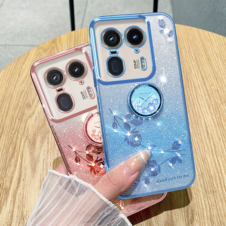 For Motorola Edge 50 Ultra Gradient Glitter Immortal Flower Ring All-inclusive Phone Case