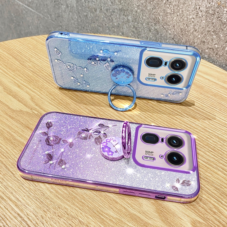 For Motorola Edge 50 Ultra Gradient Glitter Immortal Flower Ring All-inclusive Phone Case