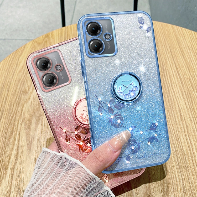 For Motorola Moto G55 Gradient Glitter Immortal Flower Ring All-inclusive Phone Case