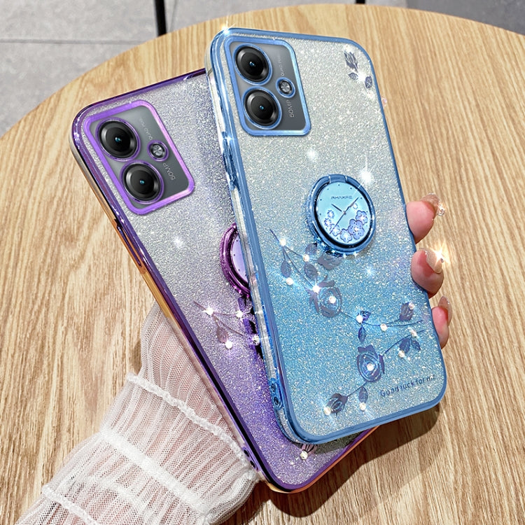 For Motorola Moto G55 Gradient Glitter Immortal Flower Ring All-inclusive Phone Case