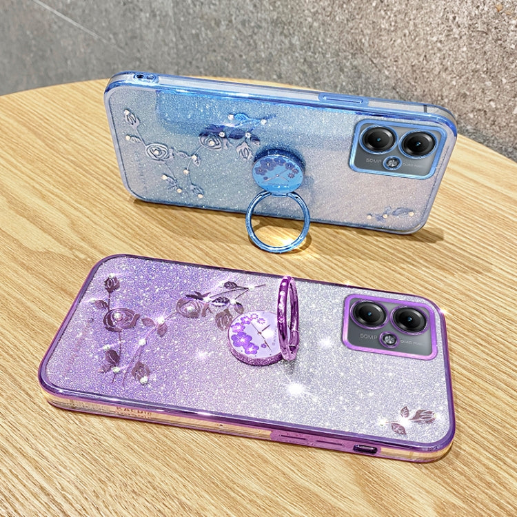 For Motorola Moto G55 Gradient Glitter Immortal Flower Ring All-inclusive Phone Case