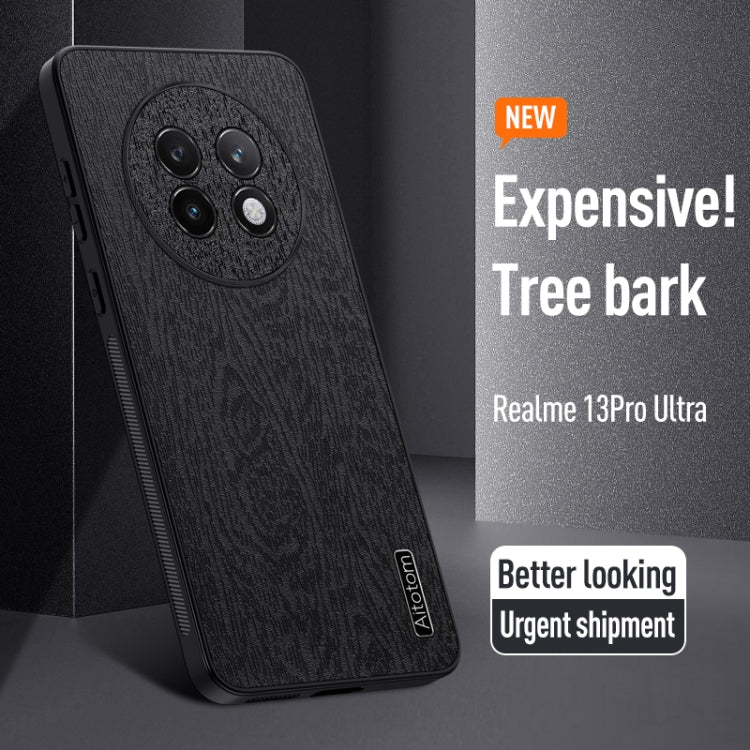 For Realme 13 Pro+ Tree Bark Leather Shockproof Phone Case