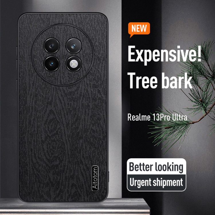 For Realme 13 Pro+ Tree Bark Leather Shockproof Phone Case