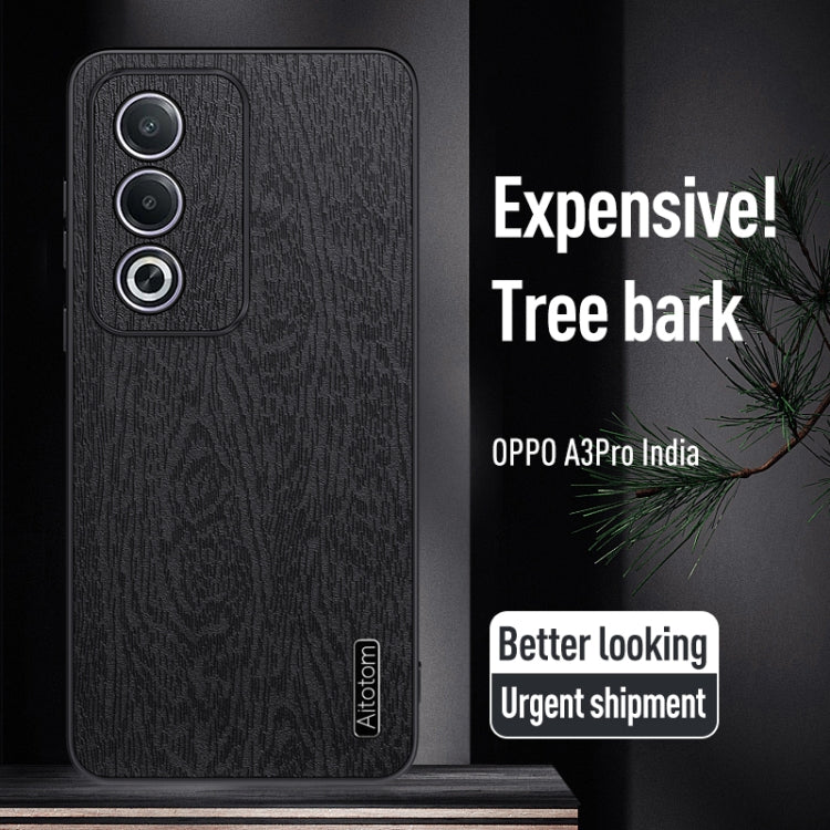 For OPPO A3 Pro India Tree Bark Leather Shockproof Phone Case