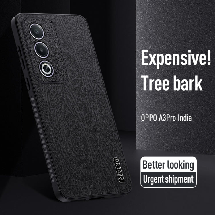 For OPPO A3 Pro India Tree Bark Leather Shockproof Phone Case