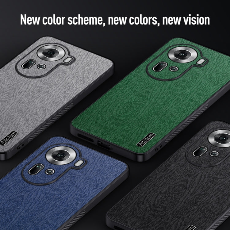 For OPPO Reno11  Global Tree Bark Leather Shockproof Phone Case