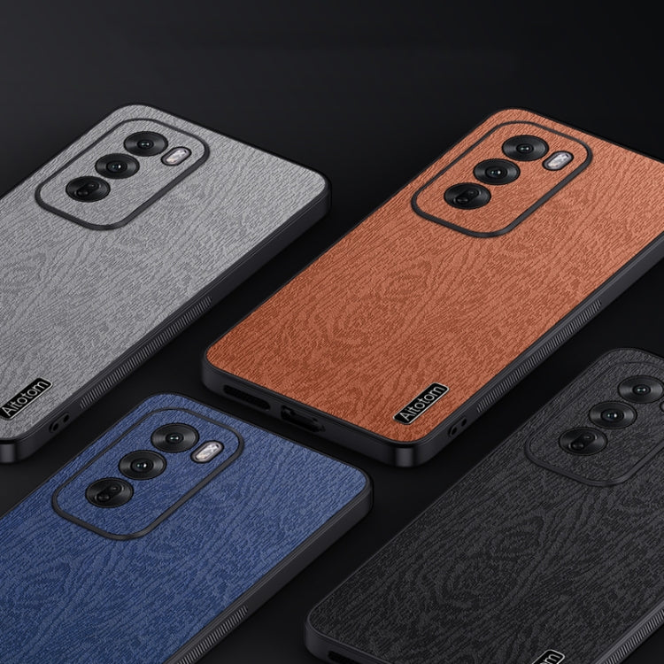For OPPO Reno12 Global Tree Bark Leather Shockproof Phone Case