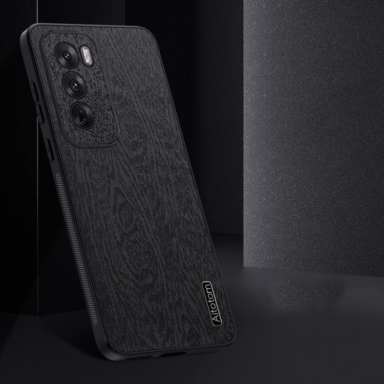 For OPPO Reno12 Global Tree Bark Leather Shockproof Phone Case