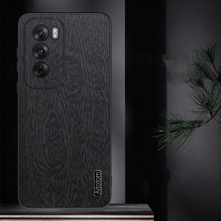 For OPPO Reno12 Global Tree Bark Leather Shockproof Phone Case