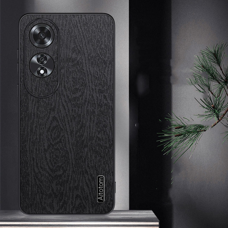For OPPO A60 4G Global Tree Bark Leather Shockproof Phone Case