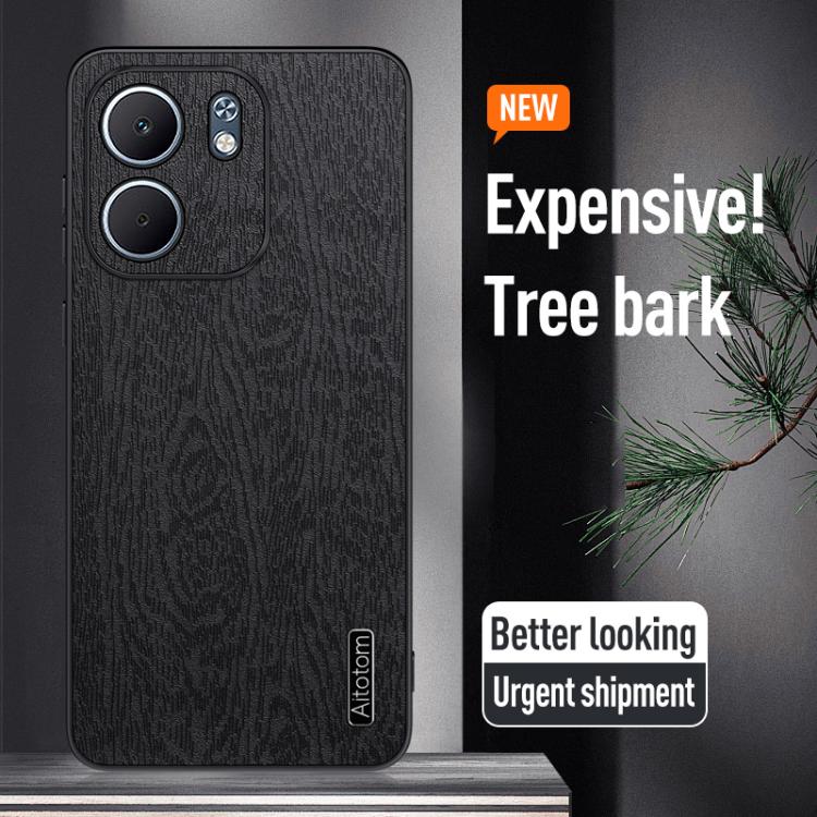 For OPPO A5X Tree Bark Leather Shockproof Phone Case