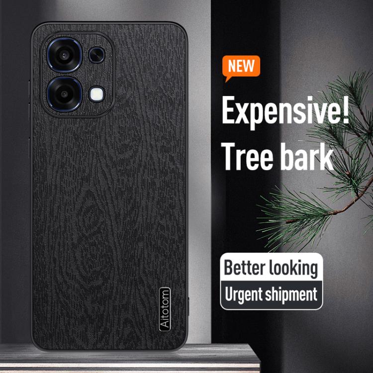 For OPPO A6 Pro Global Tree Bark Leather Shockproof Phone Case