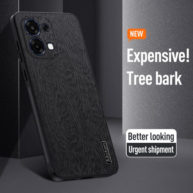 For OPPO A6 Pro Global Tree Bark Leather Shockproof Phone Case