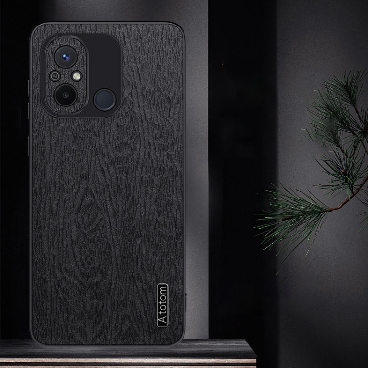 For Xiaomi Redmi 12C Tree Bark Leather Shockproof Phone Case
