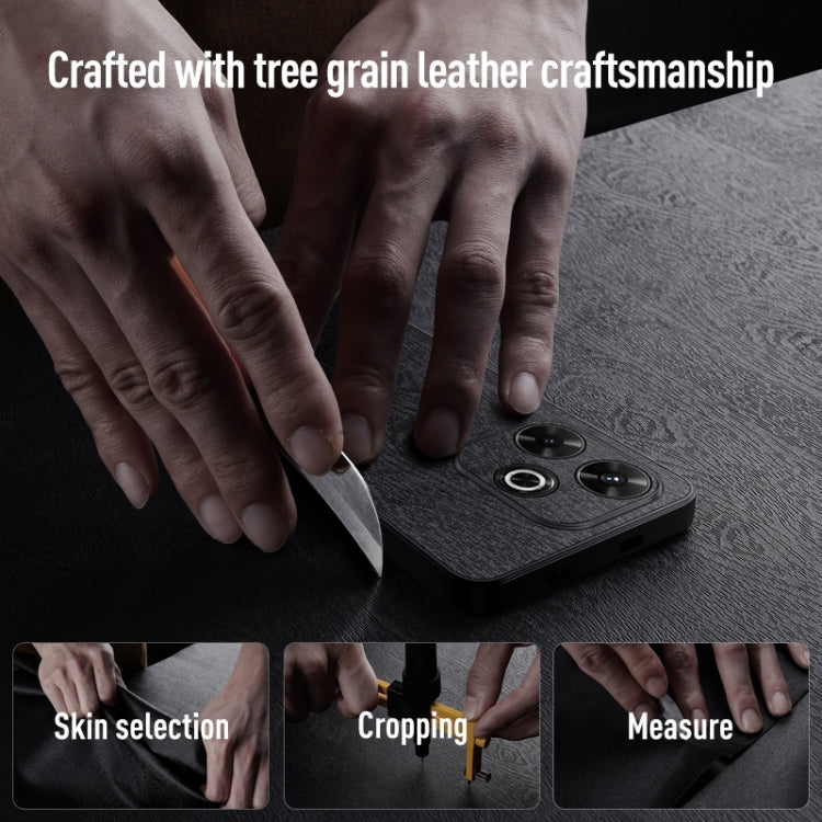 For Xiaomi Redmi 13 4G Tree Bark Leather Shockproof Phone Case
