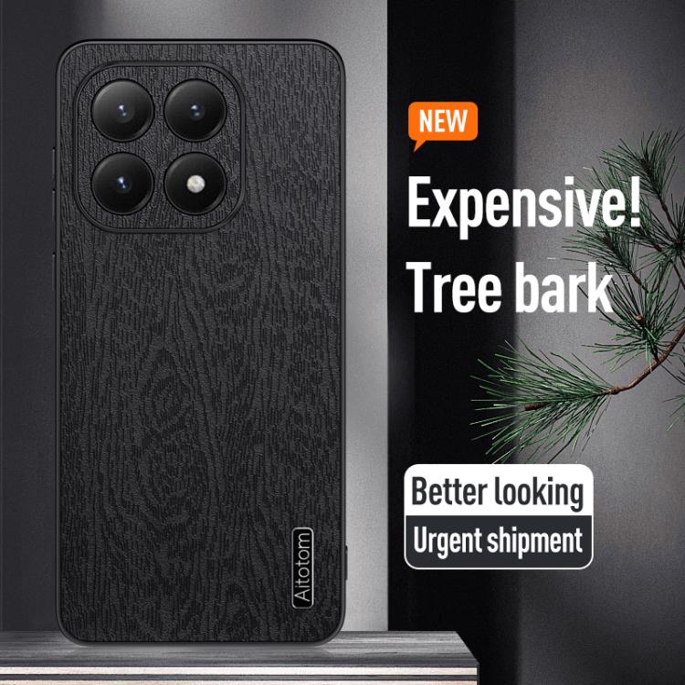 For Xiaomi 15T Tree Bark Leather Shockproof Phone Case