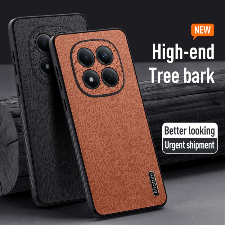 For Redmi Note 15 Pro 4G Global 163.2mm Tree Bark Leather Shockproof Phone Case