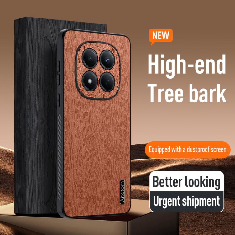 For Redmi Note 15 Pro 4G Global 163.2mm Tree Bark Leather Shockproof Phone Case