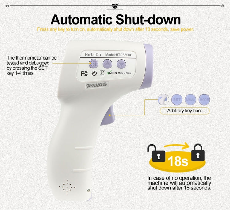 HTD-8808C Durable / Professional Handheld Thermograph Home life, for Baby Adult, Measuring temperature and humidity