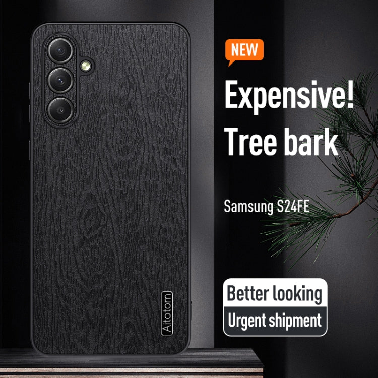 For Samsung Galaxy S24 FE 5G Tree Bark Leather Shockproof Phone Case