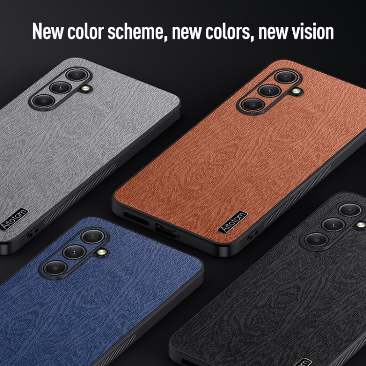 For Samsung Galaxy S24 FE 5G Tree Bark Leather Shockproof Phone Case