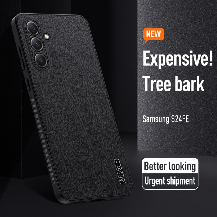 For Samsung Galaxy S24 FE 5G Tree Bark Leather Shockproof Phone Case