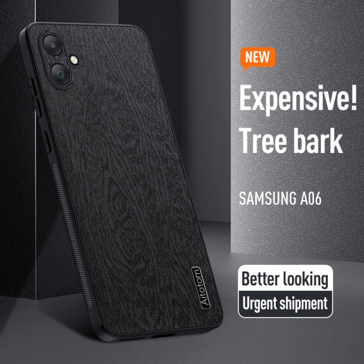 For Samsung Galaxy A06 4G Tree Bark Leather Shockproof Phone Case