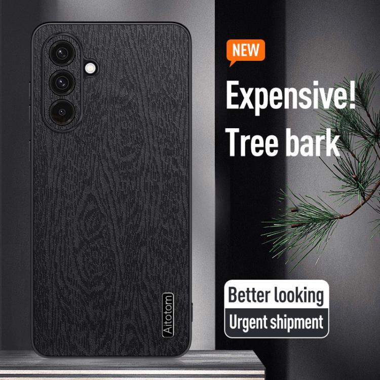 For Samsung Galaxy A57 5G Tree Bark Leather Shockproof Phone Case