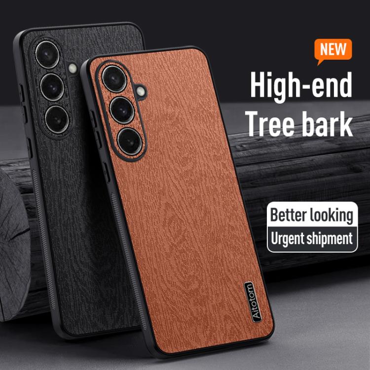 For Samsung Galaxy S26+ 5G Tree Bark Leather Shockproof Phone Case